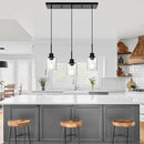 Modern 3-Light Pendant Island Light Fixture Black Ceiling Hanging Lights with Clear Seeded Glass and Adjustable Cord,Industrial Pendant Lighting for Kitchen Living Room Dining Room Foyer by CozyNest Decor