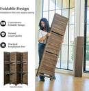 Partition Room Dividers, 67 * 51inch Folding Wood Privacy Screen with Three Display Shelves Suitable for Home Office, Study, Art Display - 4 Panel (Brown) by CozyNest Decor