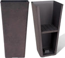 LA JOLIE MUSE 26 inch Tall Planters for Outdoor Plants,Set of 2 Tapered Planters with Trays,Iron Plastic Rectangular Tall Planters for Front Door, Patio and Deck, 26'' Iron With Tray by CozyNest Decor
