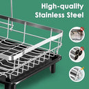MOUKABAL Dish Drying Rack - 2 Tier Stainless Steel Dish Rack, Dish Racks for Kitchen Counter, Drying Rack Kitchen with Removable Utensil Holder and Drainboard (Black) by CozyNest Decor