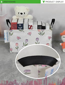 LANGYASHAN Rectangular Storage Bin Collapse Canvas Fabric Cartoon Storage Basket with Handles for Organizing Home Kitchen Boys and Girls Toys Office Closet Shelf Baskets (Rec Romantic Tulip) by TinyTreasures Baby Boutique
