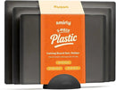 SMIRLY Plastic Cutting Board Set with Holder 3 Pieces, Non-Slip Dishwasher Safe Chopping Boards for Kitchen, Dark Grey by CozyNest Decor