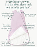 Supersoft Sleep Sack 1.0 TOG, Premium Bamboo Viscose Baby Sleeping Bag 2-Way Zipper Sleep Sack Baby Wearable Blanket by TinyTreasures Baby Boutique