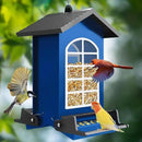 Bird Feeder Squirrel Proof Metal Hanging for Outdoor Wild Bird Seed, 5LBS with Bilateral Weight-Activated Perches, Heavy Duty Bird Feeders for Outside Wild Bird - Blue by GreenHaven Gardens