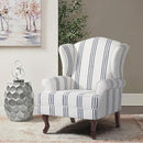 Accent Chair, High Back Upholstered Armchair with High Resilience Sponge & Wood Legs, Mid-Century Modern Comfy Single Sofa Reading Chairs for Living Room, Bedroom (Stripe Navy, Set of 1) by CozyNest Decor