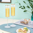 Ciaell 24 Pack Plastic Champagne Flutes - 6Oz Gold Rim Disposable Champagne Glasses - Square Clear Plastic Toasting Glasses for Party Birthday Anniversary Wedding by CozyNest Decor