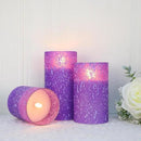 Purple Flameless Candles with Remote and Timer, Flickering Real Wax Battery Operated Candles, Set of 3 LED Pillar Candles for Halloween Christmas Wedding Home Decor by CozyNest Decor