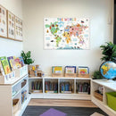 World Map Banner Playroom Decor Wall Hanging, Playroom Wall Decor Educational Banner Flag, Cute Cartoon Animal Wall Flag Nursery Bedroom Toddler Room Decor Classroom Decorations, Banner for Room by TinyTreasures Baby Boutique