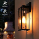 mirrea 18" Classic Outdoor Wall Sconce 1 Light in Matte Black Rectangular Metal Frame and Clear Glass Shade Waterproof Porch Light Patio Light Pack of 2 by CozyNest Decor