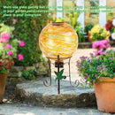 10" Diameter Solar Gazing Ball and 8.5" Metal Stand Indoor Outdoor Garden Ornament Glass Globe Sphere Yard Art Gazing Globe for Garden,Home,Lawn,Porch,Patio Birthday Gift for Women(Orange) by CozyNest Decor