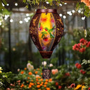 Hummingbird Hot Air Balloon Solar Lantern, Metal & Glass Flickering Flame Light Solar Lantern, Hanging Waterproof Solar Lanterns Outdoor for Garden Patio Tree Decoration by GreenHaven Gardens