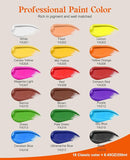 Acrylic Paint Set - 18 Colors, 8.45oz Large Bottles, Rich Pigmented Canvas Paint for Artists, Kids & Adults - Premium Non-toxic Art Supplies by TinyTreasures Baby Boutique