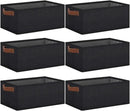 GhvyenntteS Small Fabric Storage Bins 6 Pack, 11.8" x 7.87" x 5.11" Storage Basket with Leather Handles, Closet Storage Bins for Shelves, Storage Baskets for Shelves, DVD Storage (Black) by CozyNest Decor