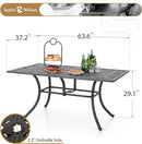 Sophia & William 7 Pieces Cast Aluminium Patio Dining Set for 6 People, Powder-Coating Outdoor Table and 4 Chairs & 2 Swivel Rocking Chairs, Outdoor Patio Table Set with 2.3" Umbrella Hole, Bronze by GreenHaven Gardens