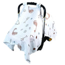 80S Muslin Car Seat Cover for Babies - Soft & Breathable Infant Carrier Canopy, Lightweight Sunshade for Summer, Universal Fit for Baby Boys & Girls by TinyTreasures Baby Boutique