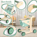 Asweets 2 in 1 Wooden Baby Walker Push and Pull Doll Stroller, Shopping Cart Learning Walker for Boys and Girls, Sit Stand Learning Toddler Toy (Green) by TinyTreasures Baby Boutique