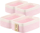 Small Storage Baskets for Organizing | Closet Organizer Bins | Shelf Toy Basket | Woven Rope Baskets | Cube Decorative Box | Shallow Basket | 13x8.5x5.1” | 4 Packs White Pink by GreenHaven Gardens