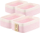 Small Storage Baskets for Organizing | Closet Organizer Bins | Shelf Toy Basket | Woven Rope Baskets | Cube Decorative Box | Shallow Basket | 13x8.5x5.1” | 4 Packs White Pink