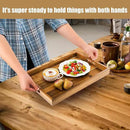 Acacia Wood Serving Tray with Handles - 17-Inch Large Wooden Tray for Ottoman - Perfect for Breakfast, Lunch, Dinner, Appetizers, Patio, Ottoman, Coffee Table,BBQ, Party – Great for Lap &Couch by CozyNest Decor