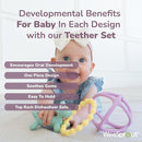 WeeSprout Silicone Baby Teether Toys for Infant Babies and Toddlers, Cute Ring, Puppy Dog, and Ball, Soft and Flexible, BPA Free, Boys and Girls (Matte Green, Pink & Off White) by TinyTreasures Baby Boutique