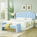 24KF Light Blue Teddy Fabric Tufted King Upholstered Headboard, Modern Vertical Channel Design California King Headboard with Stepped Silhouette Top Edge,6026-K-Teddy Light Blue by CozyNest Decor