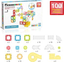 PicassoTiles 100pc Magnetic Marble Run Travel Size Tile Blocks Construction Kids Toy Set On The Go Mini Magnet Tiles Marbles Playset for Race Track Building Block STEM Learning Kit Boy Girl 3+ PTMG100 by TinyTreasures Baby Boutique