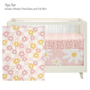 Lambs & Ivy Daisy Dreams 3-Piece Crib Bedding Set - Pink, White, Modern, Garden by TinyTreasures Baby Boutique