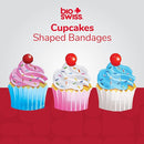 BioSwiss Bandages, Cupcake Shaped Self Adhesive Bandage, Latex Free Sterile Wound Care, Fun First Aid Kit Supplies for Kids, 50 Count by TinyTreasures Baby Boutique