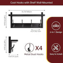 Coat Rack with Shelf, 2 Pack Bamboo Wall-Mounted Coat Hanger with 8 Hooks for Entryway, Hallway, Kitchen, Bathroom, Living Room, Utility Room (Black) by CozyNest Decor