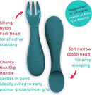 Baby Cutlery with Case, Baby Spoon & Fork Set, Baby Cutlery for Babies, First self Feeding Cutlery, Silicone Baby Spoon & Fork, 6 Months Plus, (Blue) by TinyTreasures Baby Boutique
