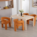 Orange Sherpa Dining Chairs Set of 6, Modern Barrel Dining Room Chairs Upholstered Faux Fur Accent Chair with Arms and Round Back for Living Room Kitchen Armchair No Assembly Needed by CozyNest Decor