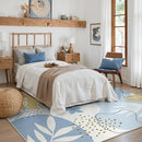 Lahome Boho Machine Washable 6x9 Area Rug for Living Room - Non-Slip Ultra-Thin Soft Bedroom Carpet, Botanical Print Indoor Rugs for Dining Room Classroom Nursery Office, Blue by TinyTreasures Baby Boutique