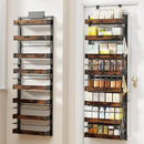 8 Tier Over The Door Pantry Organizer, 2 IN 1 Wall Mount or Metal Hanging Spice Rack for Pantry Organizers and Storage, Seasoning Shelves，Adjustable Basket with Hooks for Kitchen, Bathroom,Laundry by CozyNest Decor