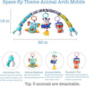 Baby Stroller Arch Mobile With Universal Clamps - Clip-On Activity Bar for Bassinet, Bouncer, Crib, Car Seat - Musical Infant Toys With Elephant Squeaker and Zebra Rattle by TinyTreasures Baby Boutique