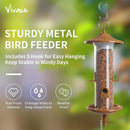 Vivace Hanging Bird Feeders, Easy to Fill 12" Tube Metal Bird Feeder for Outdoors, 4 Ports, with S Hook by CozyNest Decor