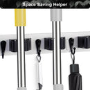 Broom Holder Wall Mount With 5 Slots & 4 Hooks，Rustic Wood Broom & Mop Hanger，Wall Mounted Garden & Garage Tool Storage Organizer Rack for Closet Laundry Room or Kitchen Wall Decor White by GreenHaven Gardens