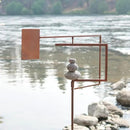 Modern Zen Garden Spinner Kinetic Wind Sculpture with Rock Cairn & Stake - Relaxing Outdoor Spinners for Yard and Garden - Handmade Outdoor Wind Art Vane Sculptures (Bare Steel) by CozyNest Decor