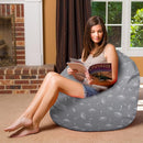 Posh Creations Bean Bag Chair for Kids, Teens, and Adults Includes Removable and Machine Washable Cover, 48in - X-Large, Canvas White Dandelions on Gray by TinyTreasures Baby Boutique