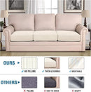 H.VERSAILTEX Super Stretch Individual Seat Sofa Covers Couch Slipcover Sets Thick Jacquard Textured Twill Fabric (3 Piece XL Sofa Cushion Covers, Natural) by CozyNest Decor