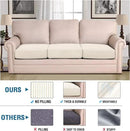 H.VERSAILTEX Super Stretch Individual Seat Cushion Cover Sofa Covers Couch Cushion Covers Slipcover Sets Thick Jacquard Textured Twill Fabric (3 Piece Sofa Cushion Covers, Natural) by CozyNest Decor