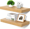 Deep Floating Shelves, 12 Inch Deep Rustic Floating Shelves Set of 2, 24 Inch Large Oak Wood Wall Mounted Shelves for Books Living Room Laundry Room Bedroom Kitchen Home Office - Oak by CozyNest Decor