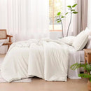 Litanika Ivory Comforter Set Full Size, 3 Pieces Lightweight Solid Bedding Comforter Set, All Season Fluffy Bed Set (79x90In Comforter & 2 Pillowcases) by CozyNest Decor