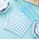 175 Pcs Blue Gingham Plates and Napkins Party Supplies - Blue and White Checkered Plates Sets Serve 25 Guests - Scalloped Gingham Paper Plate for Birthday Dinner Wedding Baby Shower Party Decorations by CozyNest Decor