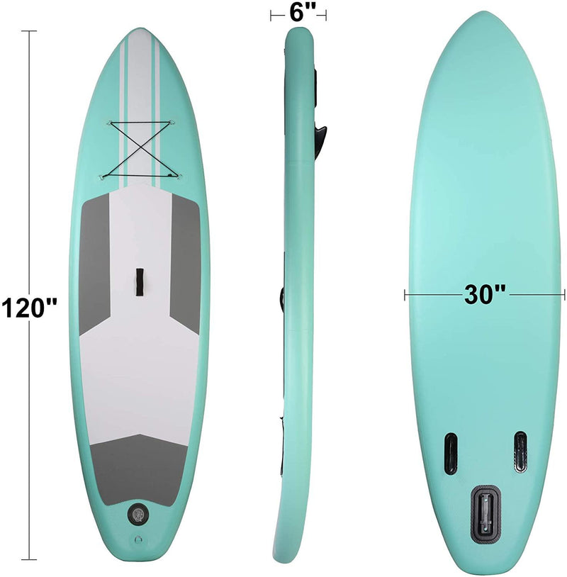 10' Inflatable & Adjustable Stand Up Paddle Board W/ SUP Accessories & Backpack Leash Double Action Hand Pump Repair Kit for Youth & Adult