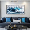 PHAOHUAXM Large Canvas Wall Art For Living Room Wall Decor For Bedroom Ocean Inspiration Wall Pictures Office Mural Decorations Posters Blue Wave Paintings Modern Home Decor Black Framed 24x48 In by CozyNest Decor