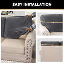 PrinceDeco Sectional Couch Covers Velvet Cushion Covers for Sectional Couch Cushion Covers for Sectional Sofa Separate Sectional Sofa Slipcovers Washable(1 Chaise Back+ 2 Sofa Back,Grey) by CozyNest Decor