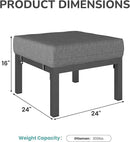 Solaste Outdoor Footstools Patio Ottoman Set of 2, Aluminum All-Weather Outdoor Footrest Seat with Removable Cushions, Patio Furniture Ottomans for Garden, Backyard, Poolside-Gray by CozyNest Decor
