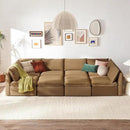 mopio Oversized Modular Sectional Sofa with Fully Removable Covers and Storage, Convertible U, L-Shaped and Sleeper Sectional, Modern Couches with Ottoman Chaise (Hazelnut Velvet, 8 Seats, Sleeper) by CozyNest Decor