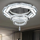 Flashing God Crystal Chandeliers Dia 32" Silver Elegant Chandelier Flush Mount Ceiling Light for Bedroom Living Room Dining Room Hallway Dimmable 3 Rings LED Celing Lighting Fixtures by CozyNest Decor