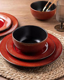 GBHOME Ceramic Dinnerware Sets,12 pcs Embossed Elegant Stoneware Plates and Bowls Sets, Housewarming Wedding Gift | Dishwasher & Microwave Safe | Dishes Set Service for 4 by CozyNest Decor